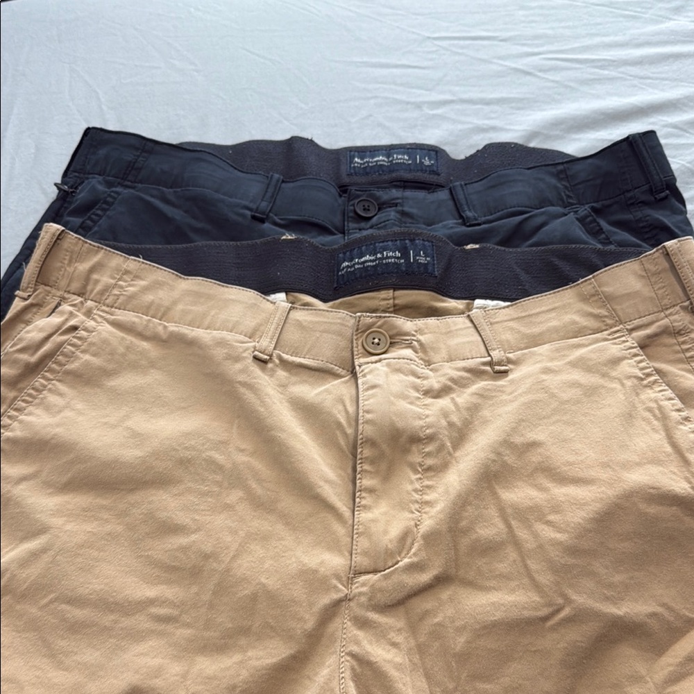 Men's Black and Tan Pants Abercrombie & Fitch